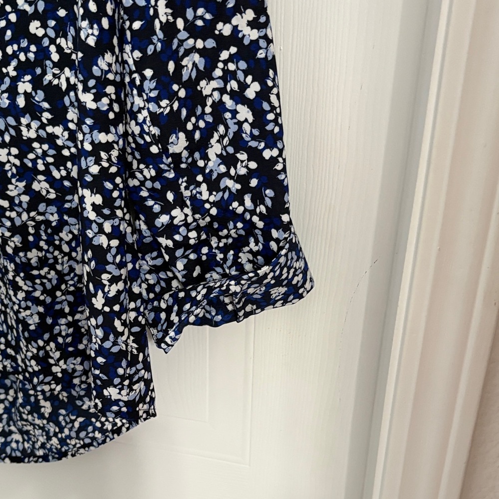 Calvin Klein Navy and White Patterned Blouse - Picture 7 of 7